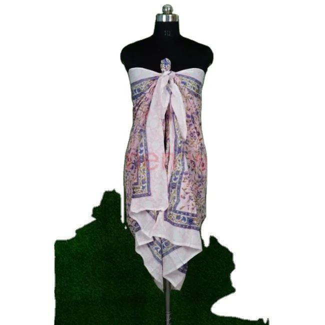 Handblock Printed Cotton Sarong For women Pareo Wrap Beach Wear Party Wear Scarfs Mix Assorted multi color Designs cover ups