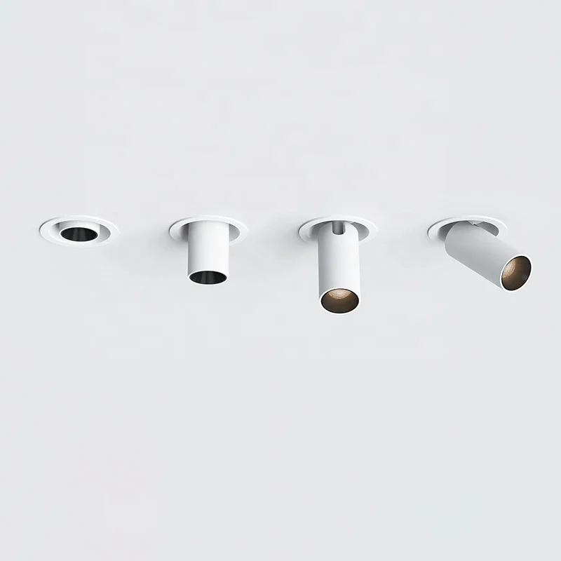 Manufactur Retractable Commercial Trimless Led Spot Light Recessed Cob Downlight Ceiling Adjustable Lighting