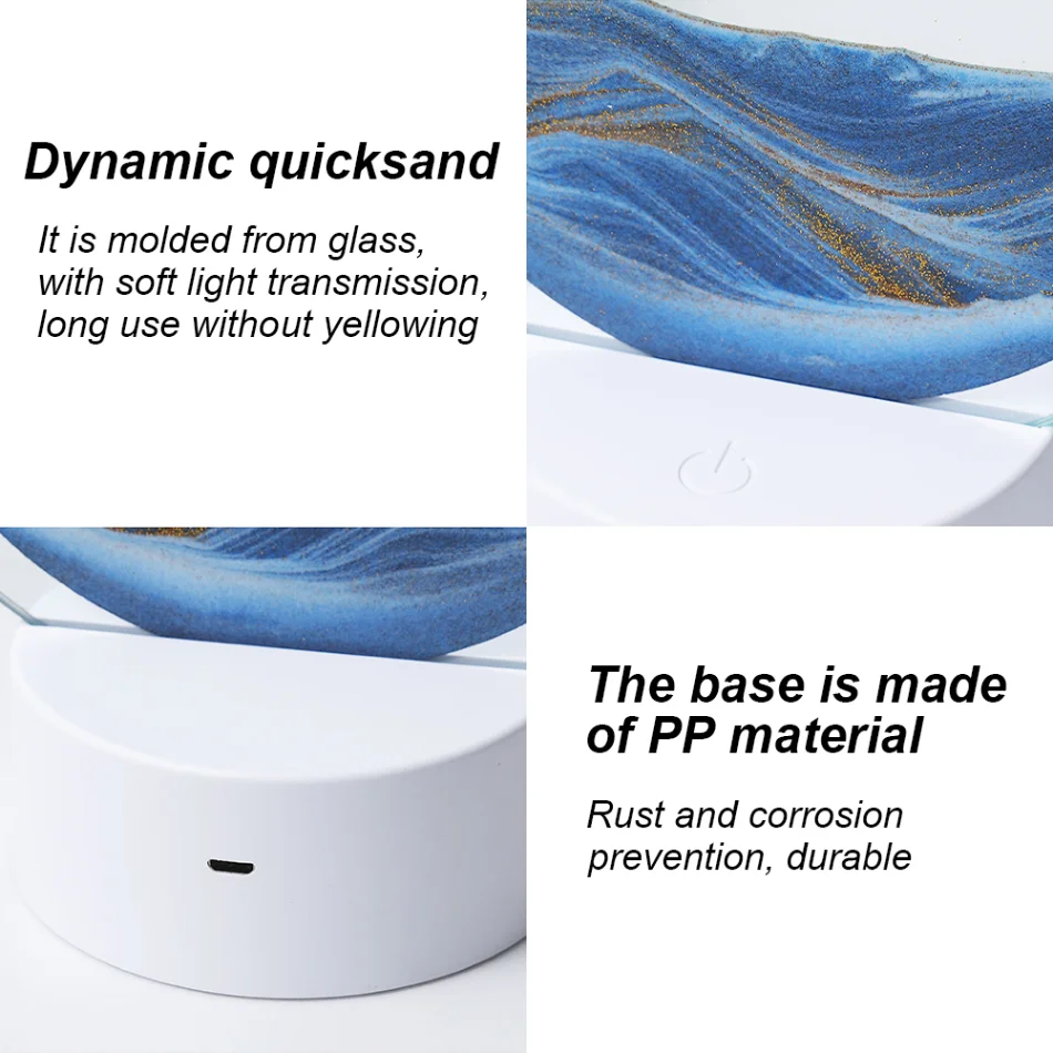 Creative modern quicksand RGB table lamp 3d home decor living room bedside table round art decorate light