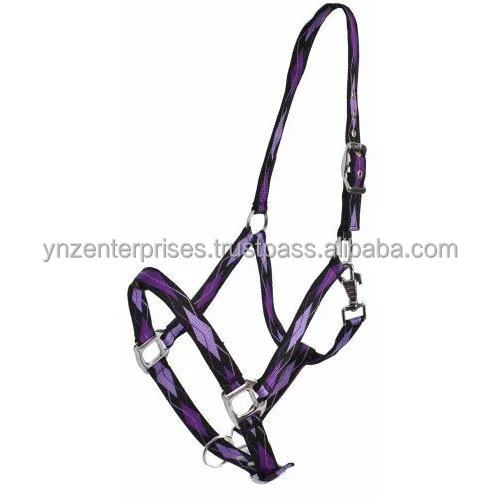 Adjustable Nylon Rope Horse Halter with Nylon Rope Lead Red Black