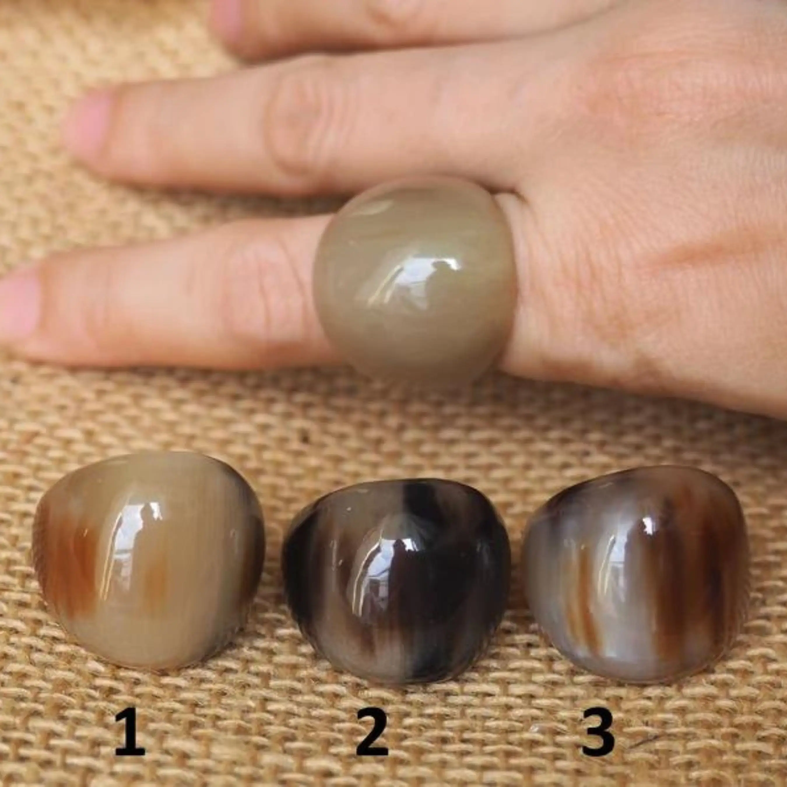 agate Natural Buffalo & Ox Horn Ring Handmade Horn Jewelry Girl Partyware Wedding Anniversary High Quality