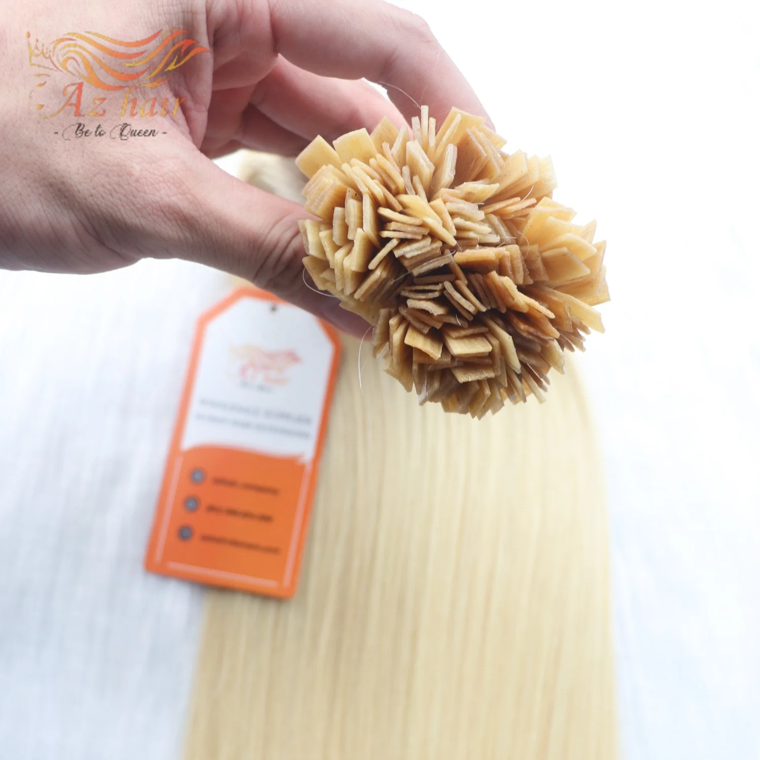 Light Blonde Flat Tip Human Hair Extensions Virgin Hair Extensions >=80% Longest Hair Ratio No Chemical Processing