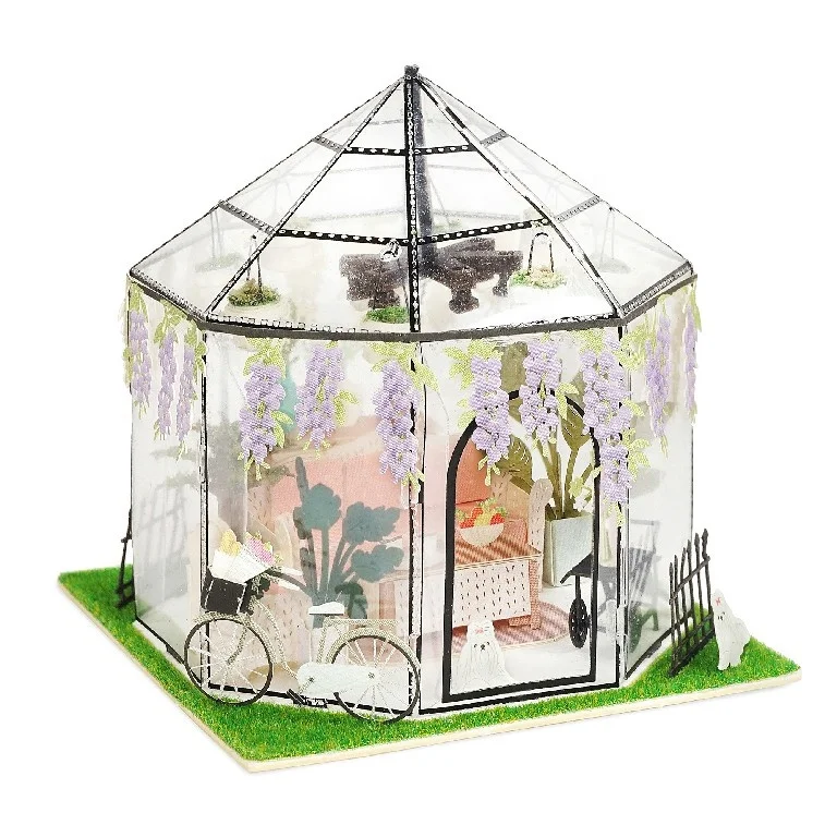 [4R] Hot Sale Amazon Glass Greenhouse Miniature DIY Kit Paper Craft for Girl