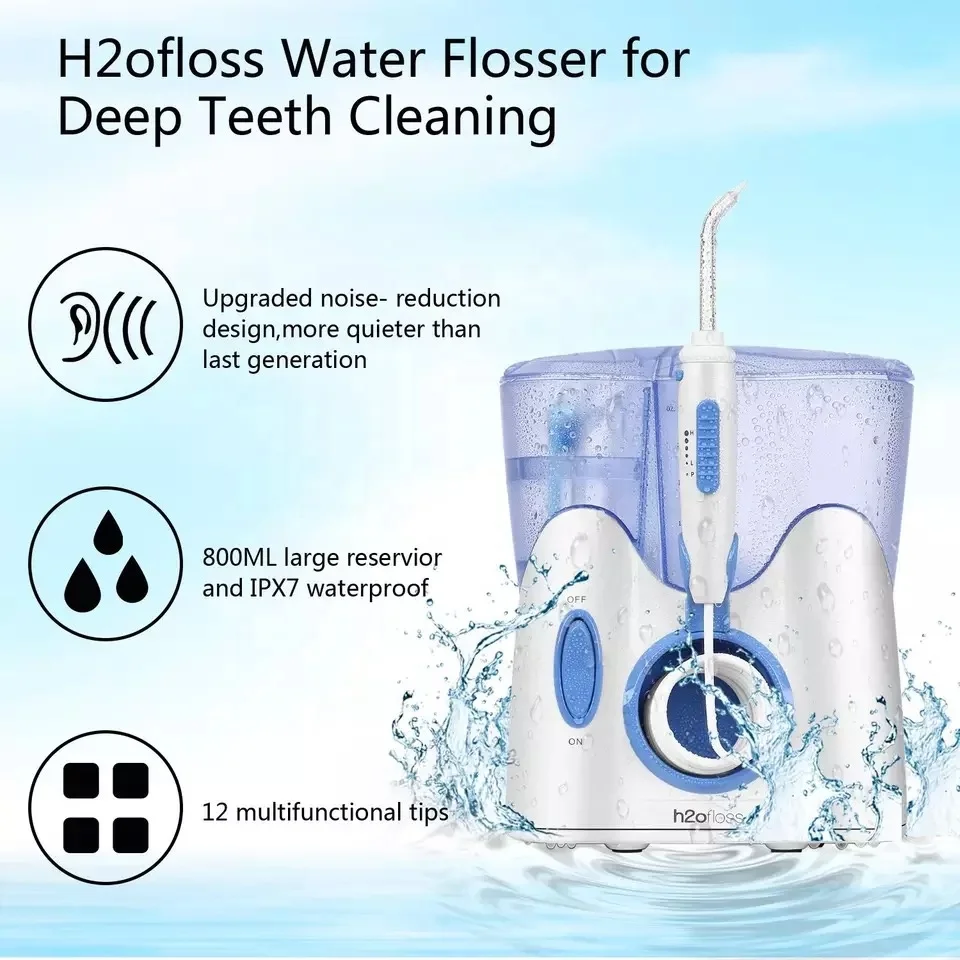 HF-8 H2ofloss 800ML Electric Tooth Cleaner Large Capacity Dental Irrigator IPX7 Waterproof 6 Modes Oral Water Flosser 12 Nozzles