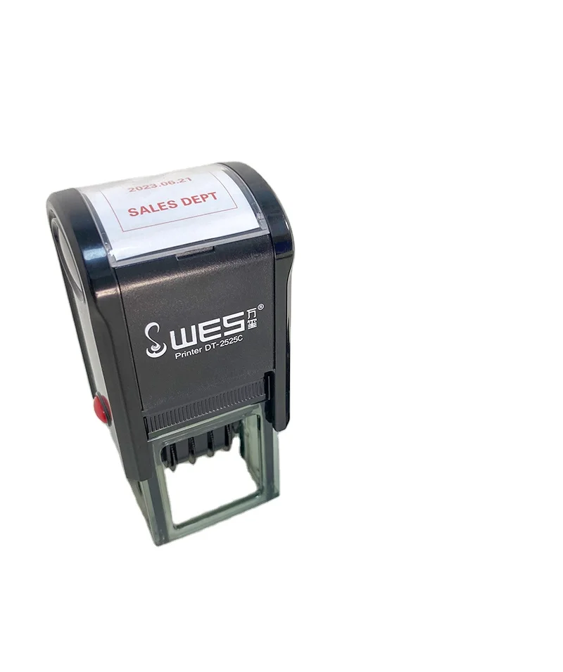 Self-inking stamp with date txt  WES DT-2525C custom date stamp with bottom case