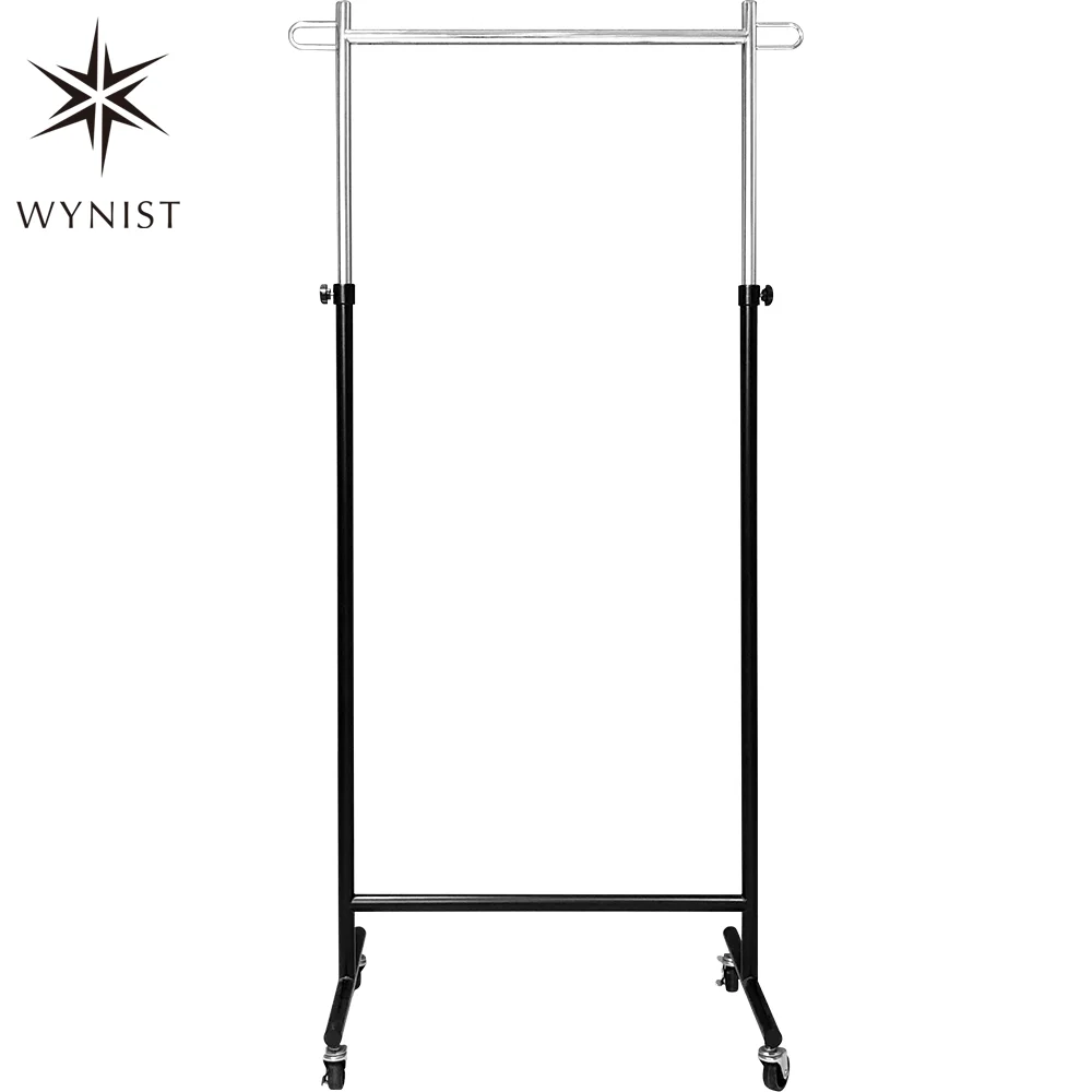 Single Pole Metal Clothes Drying Rack Coat Hanger Stand Garment Drying Rack Laundry Standing with Wheels