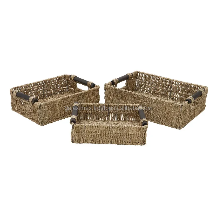 Handmade Rectangular seagrass basket with cheap price Woven Natural Container Storage for Home Storage Collection Basket