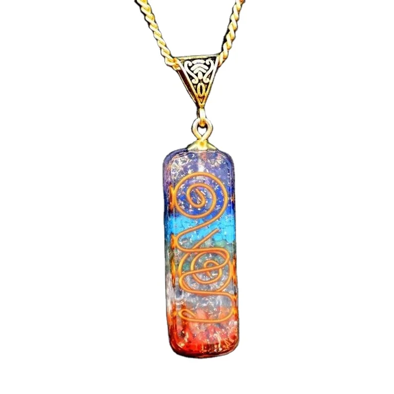 PREMIUM SEVEN CHAKRA PENDANT / Natural 7 Chakra Bonded Healing SPIRIT PENDULUM ORGONE Pendants / SEVEN CHAKRA ORGONE PENDANT