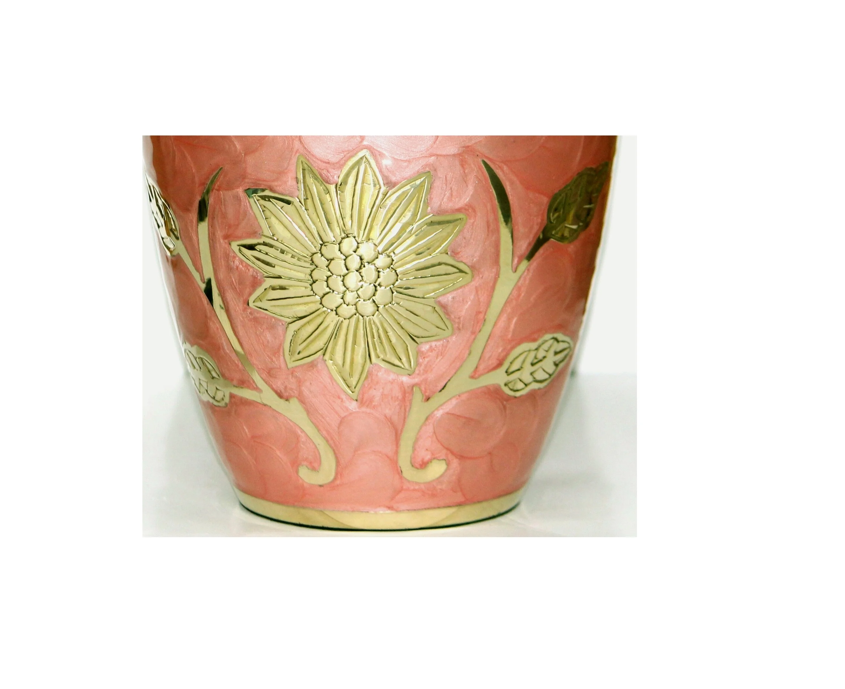 Stylish Design Adorable Pink with sunflower Brass Cremation Urn for human ashes Direct From Manufacture