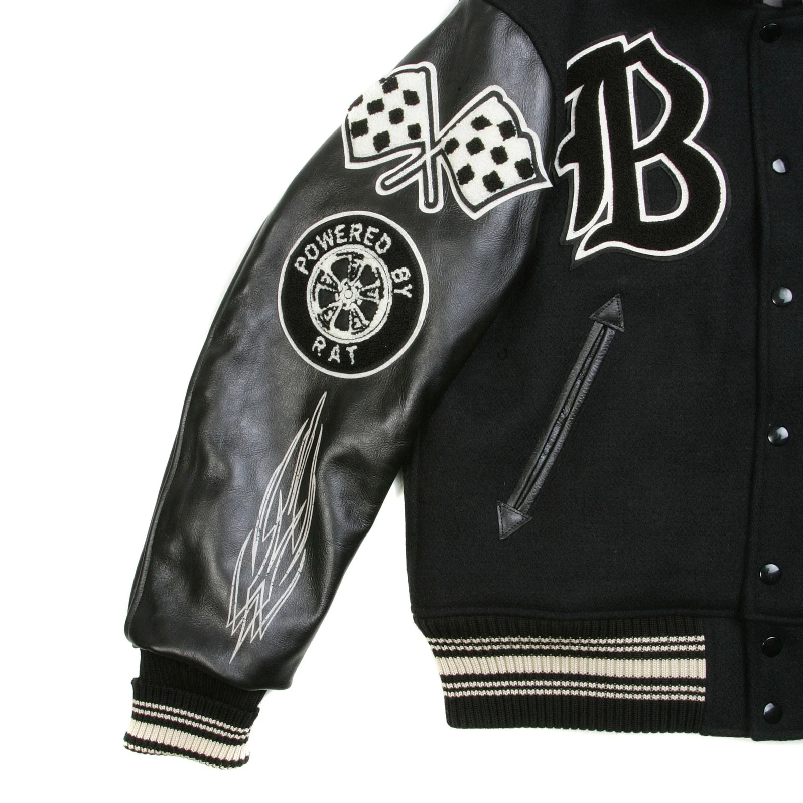 OEM Custom Chenille VarsityBlack Raglan Sleeve Regular Fit Crank Busters Vintage  Baseball Letterman Varisty Jacket Embroidery