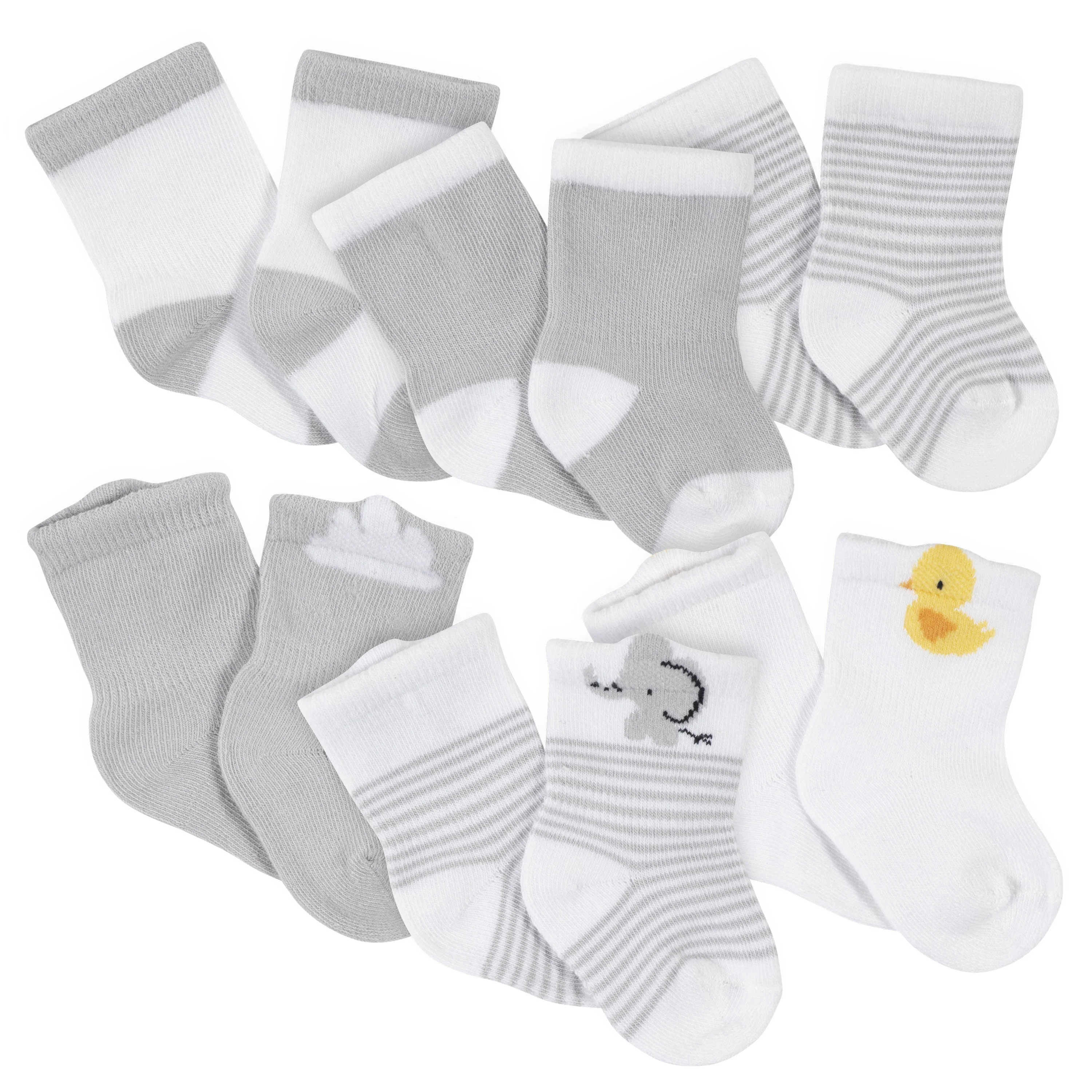 Gerber Unisex Crew Socks for Newborns 0-3 Months Baby Animals Wiggle Proof Jersey 6-Pack for Girls