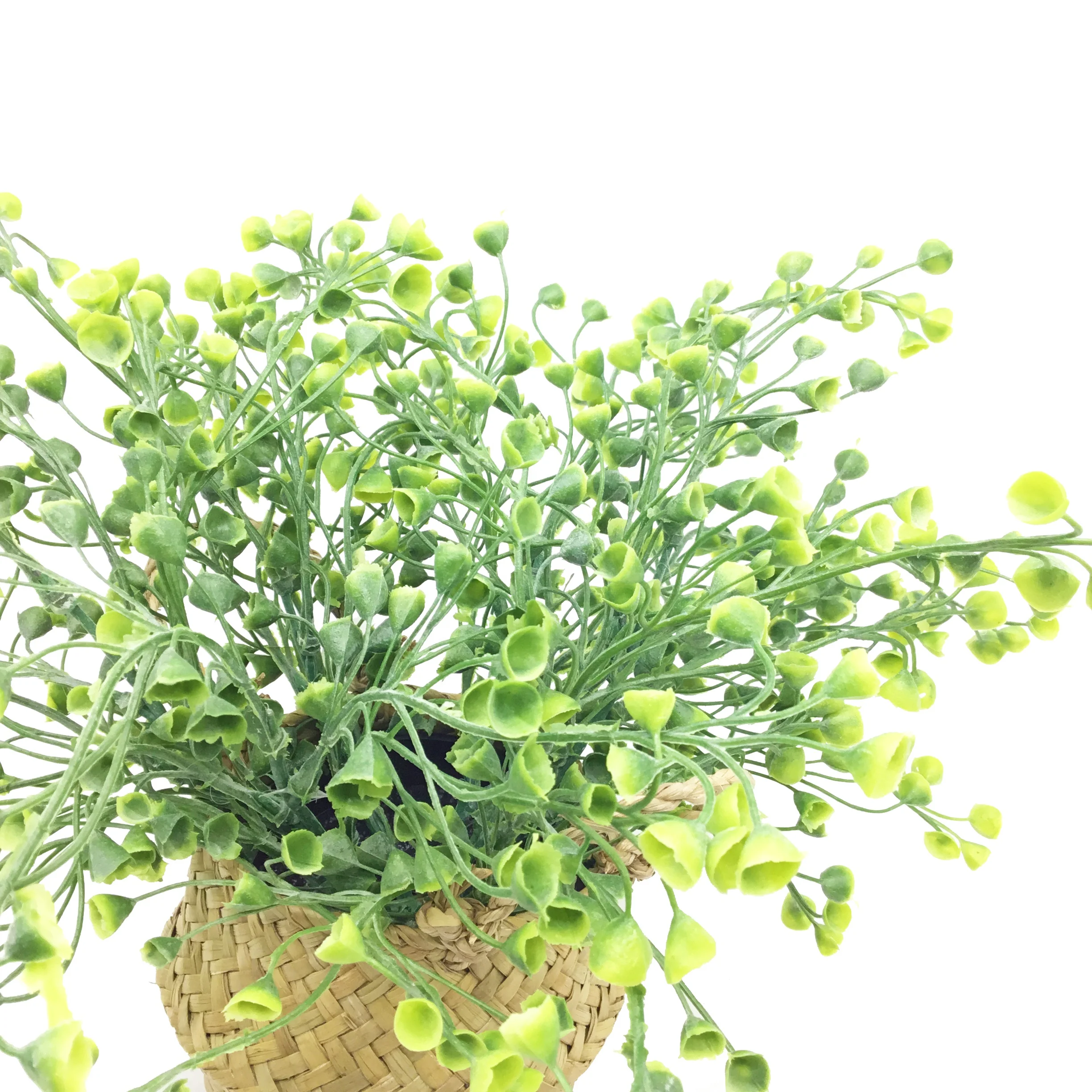 factory direct PE light green artificial mini plant button fern different colors in baskets gift seagrass eclectic patio