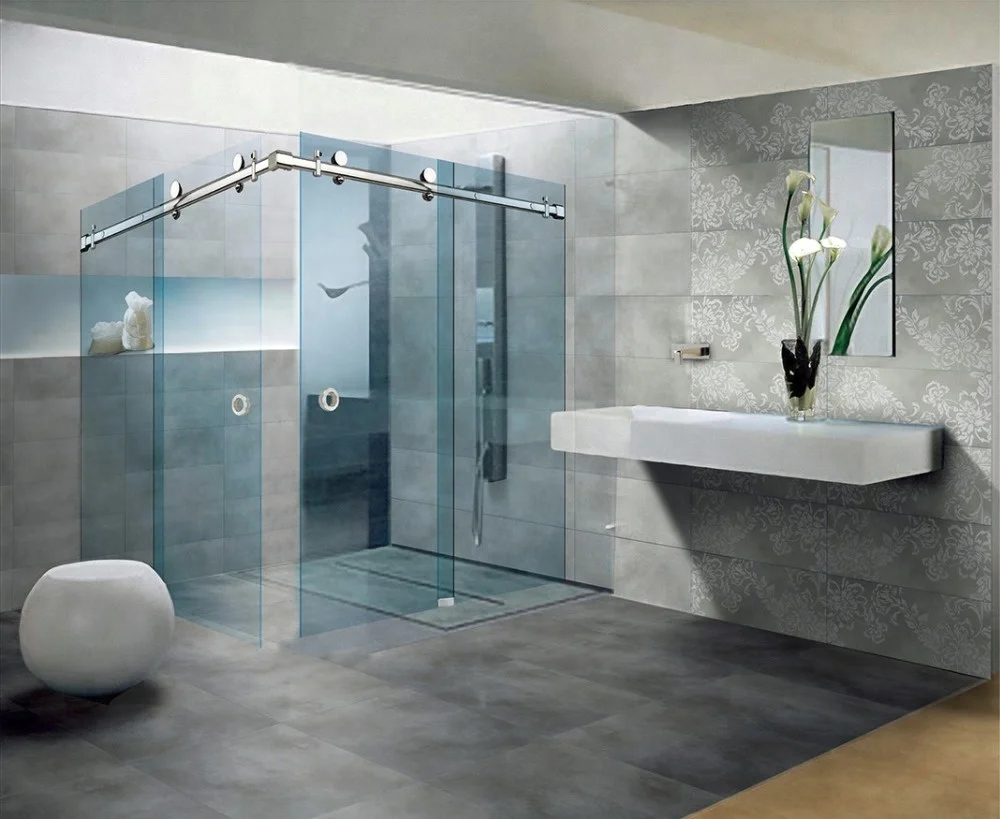 Stainless steel Serenity Sliding Shower Door System Polished Mirror Finished
