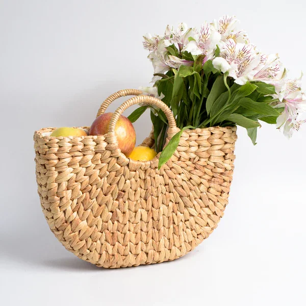 Cheap Price OEM Wholesale Portable Waterproof Woven Half Moon Straw Rattan Bag Bag Beach For Women