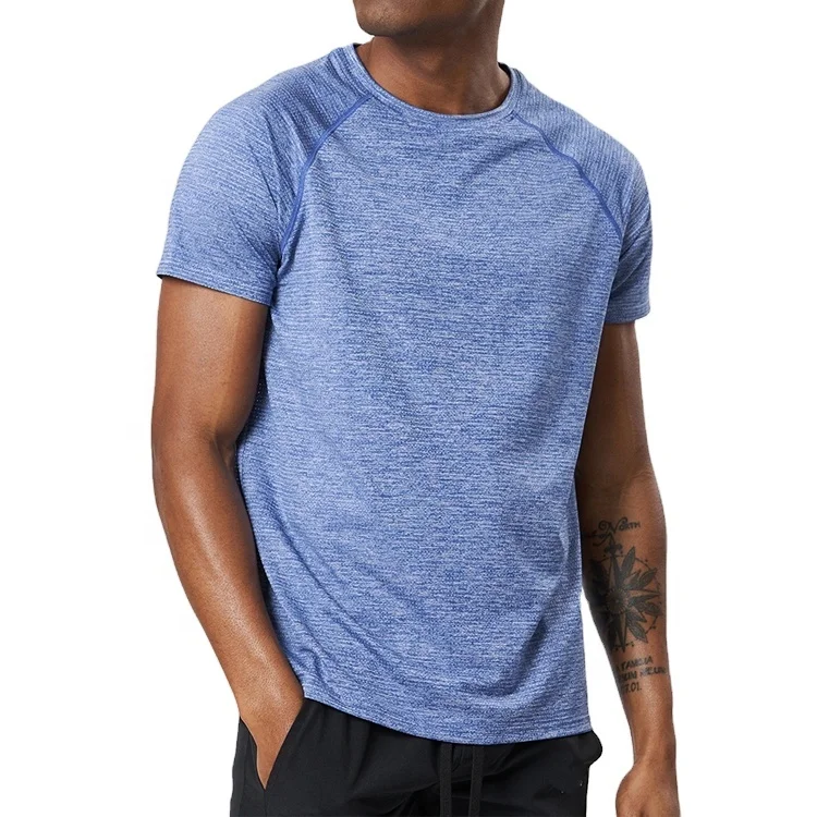 Custom Blank Fitted Polyester Shirt Quick Dry Crewneck Running Fitness T-shirt Workout Athletic Gym Sport Mens T Shirt