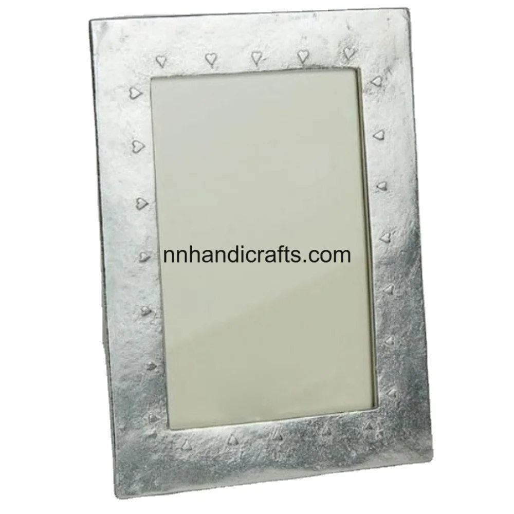 High Quality Aluminium Metal Nickel Plated Rectangular Embosed Floral Design Photo Frame Poster Frames Document Frames Clip Phot