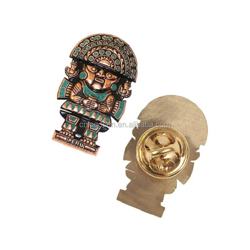 Hot Selling Antique Copper Egypt Pharaoh Badge Souvenir Custom Logo Retro Lapel Logo Pins