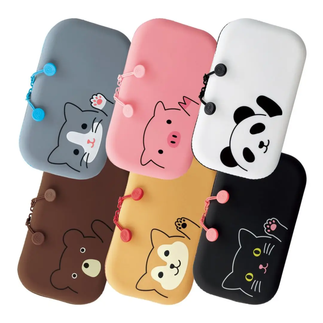 LIHITLAB Cute Kawaii Japanese Animal Design 2-Way Double Zipper Pencil Case for School Stationery & Cosmetic Storage Bulk Order