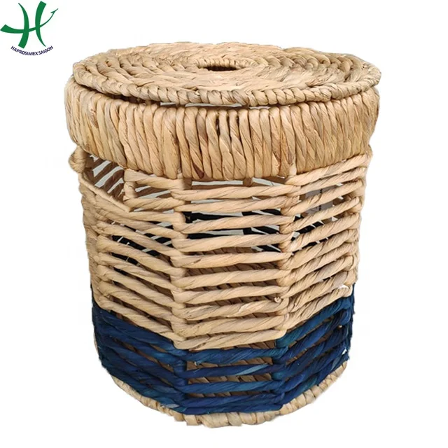Water Hyacinth storage basket wholesale in Vietnam Natural water hyacinth basket hamper laundry basket