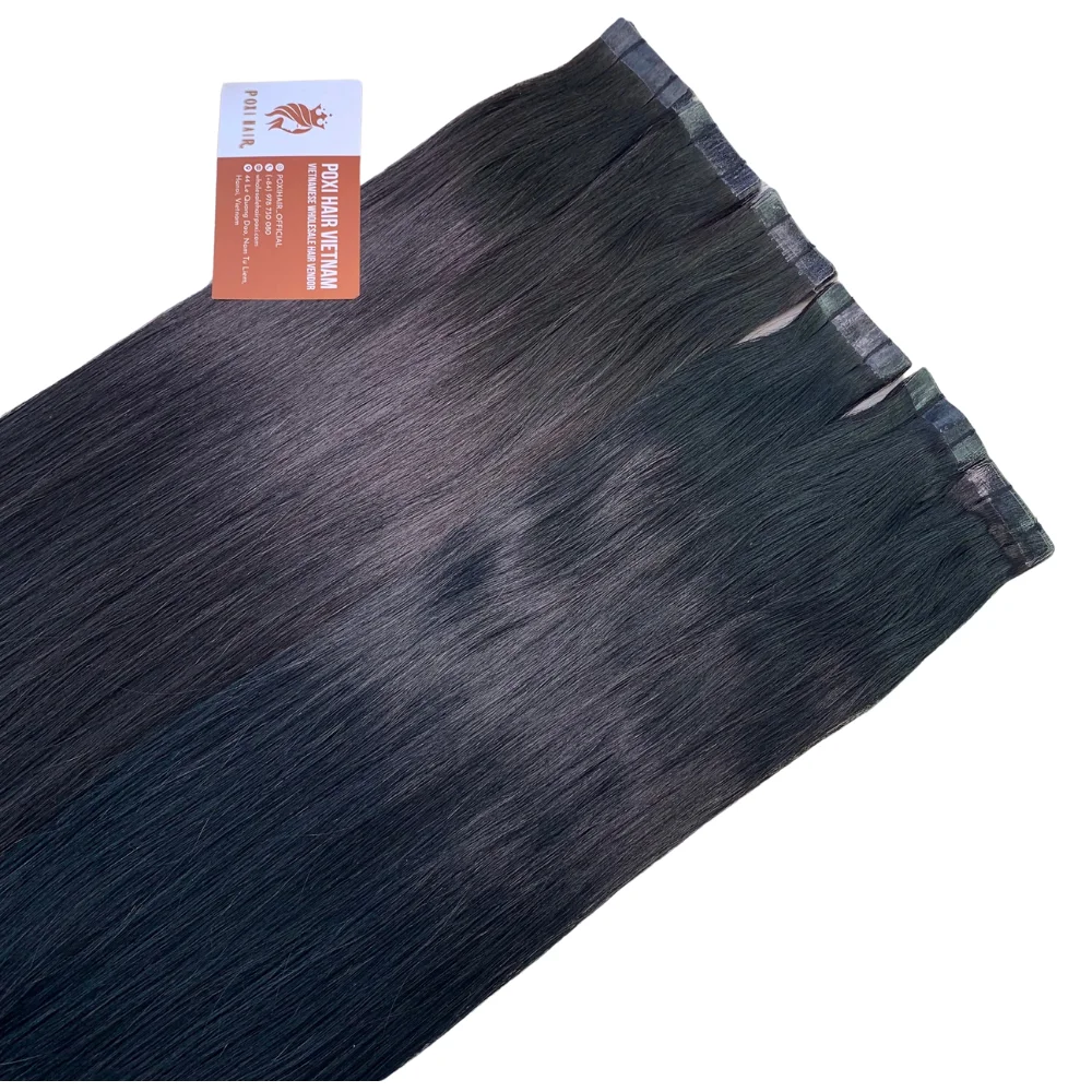 Hot Selling Tape In Hair Extensions Color 1b Natural Black & 1 Jet Black Raw Unprocessed Vietnam Human Hair Invisible Tape Glue