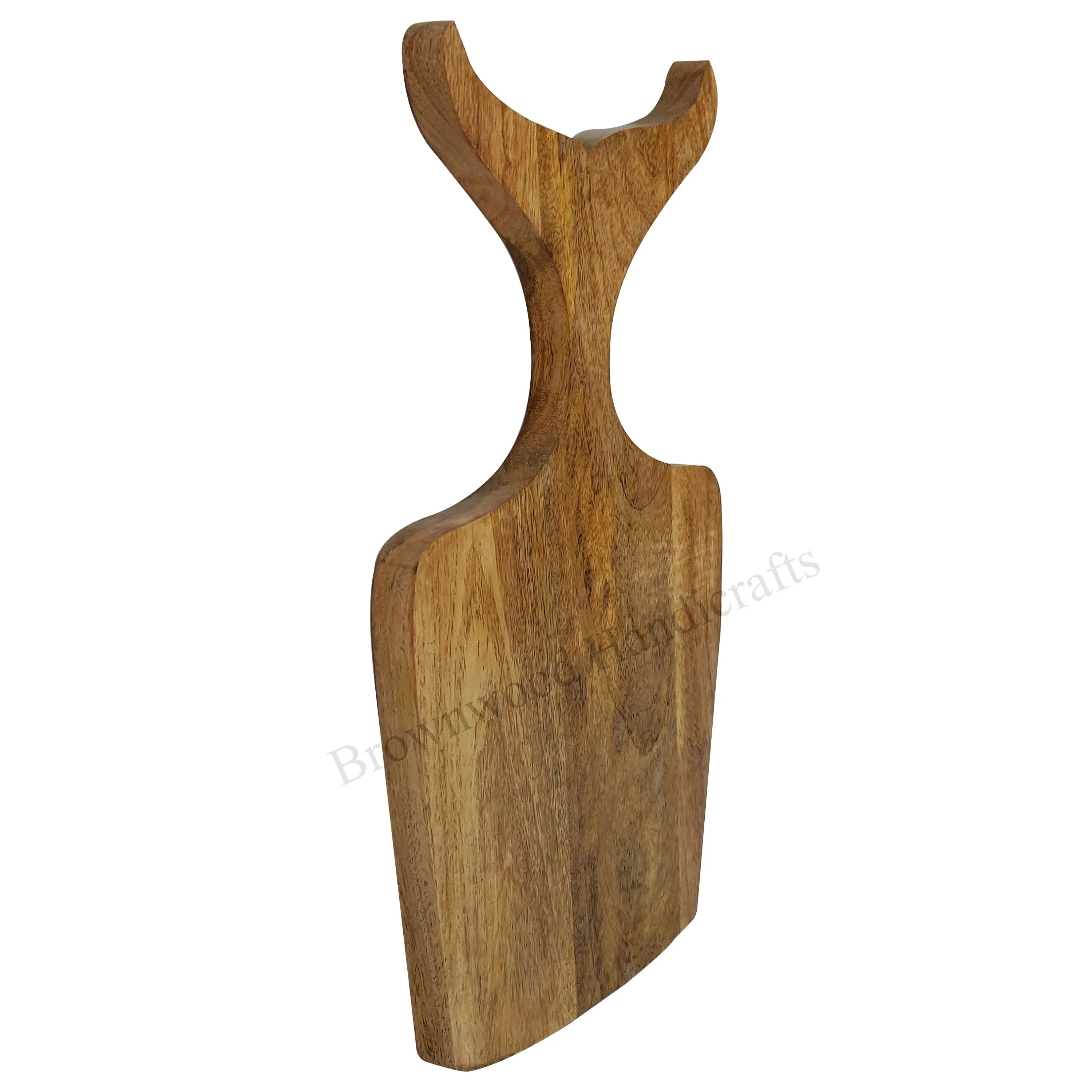 Top Selling Solid Mango Woods Cutting Board with Swamp Deer Horn Shape Handle Wooden Cutting and Serving Board at Factory Price