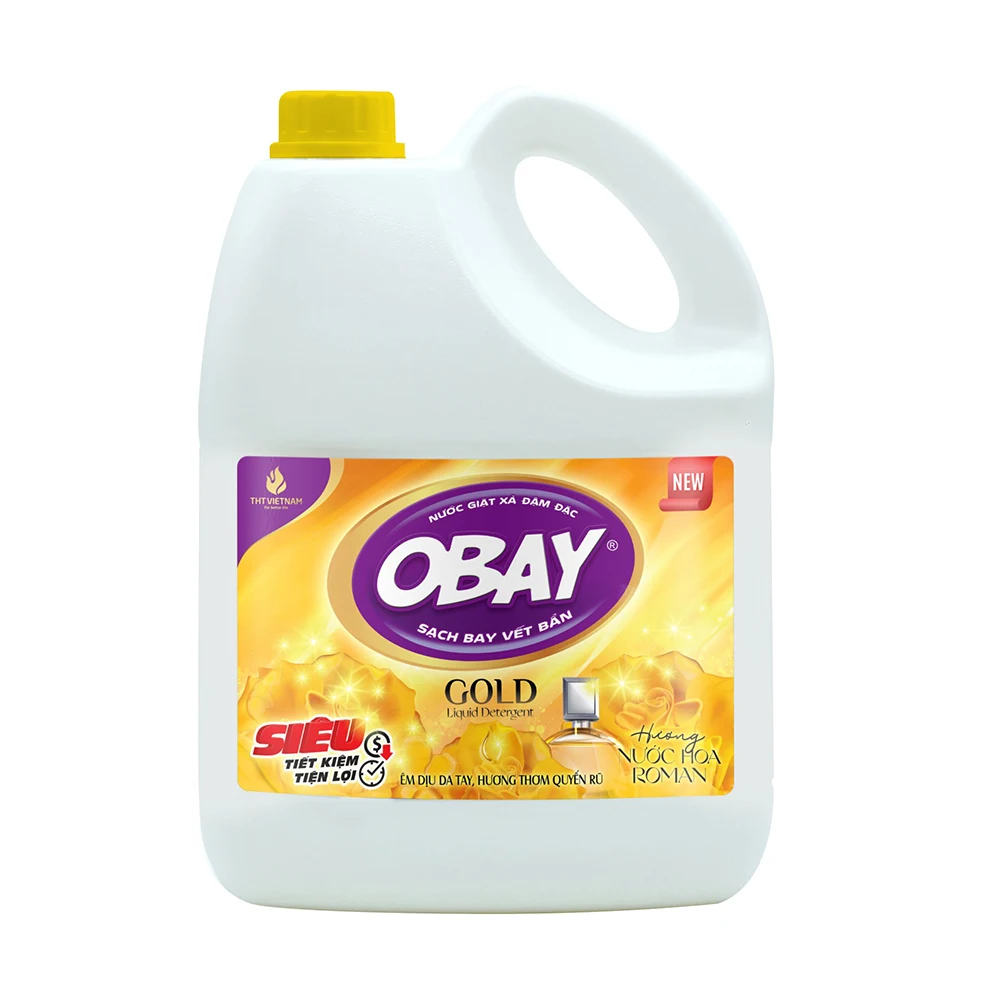 Best Quality Fragrance Softening Laundry Detergent 3600ml Custom Yellow Liquid Obay Vietnam Low MOQ Fabric Clothes Bath Fizzies