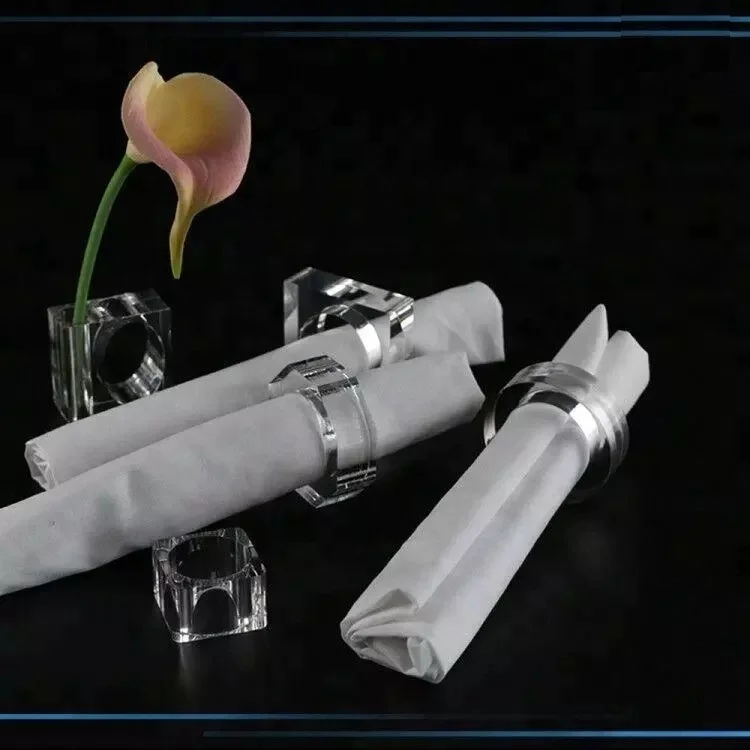 Оптовая продажа акриловые кольца для салфеток с вазой прозрачный пластиковый держатель по разумной цене