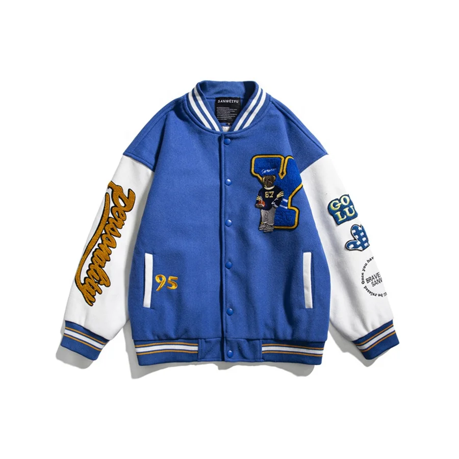 Бейсбольная куртка Letterman для взрослых и молодежи цветная флисовая/шерстяная унисекс