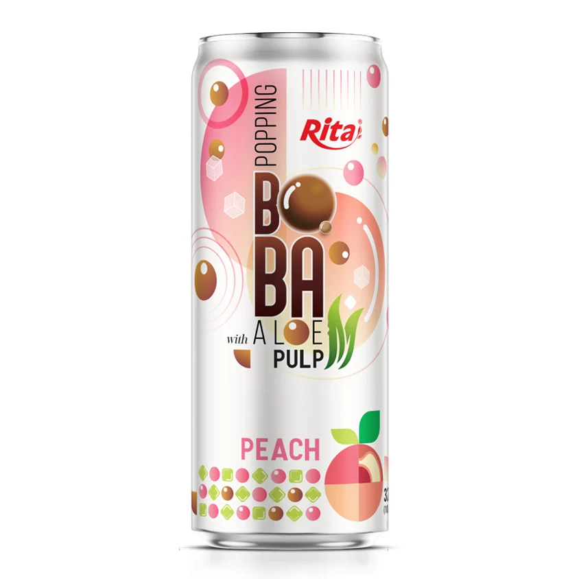 Popping Boba Drink with Aloe Vera Pulp and Raspberry Fruit 320ml Can Best Quality OEM ODM Services Beverages Private Label