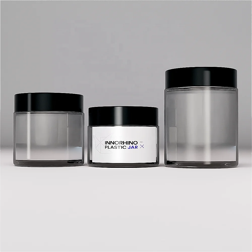 Food Grade HDPE PET Ball Shape Jar Empty Storage Container Round Clear Plastic Jars with Aluminum Lids INNORHINO