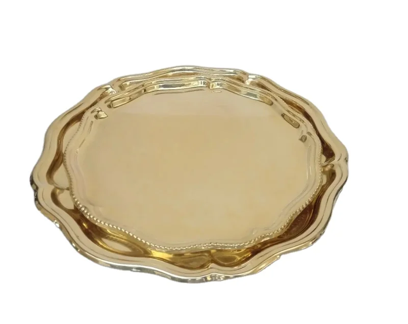 Brass Globe Hammered Plate PITAL Charger Server Kitchenware Dinning Table Top Plate for Home Decoration Dishes & Plates