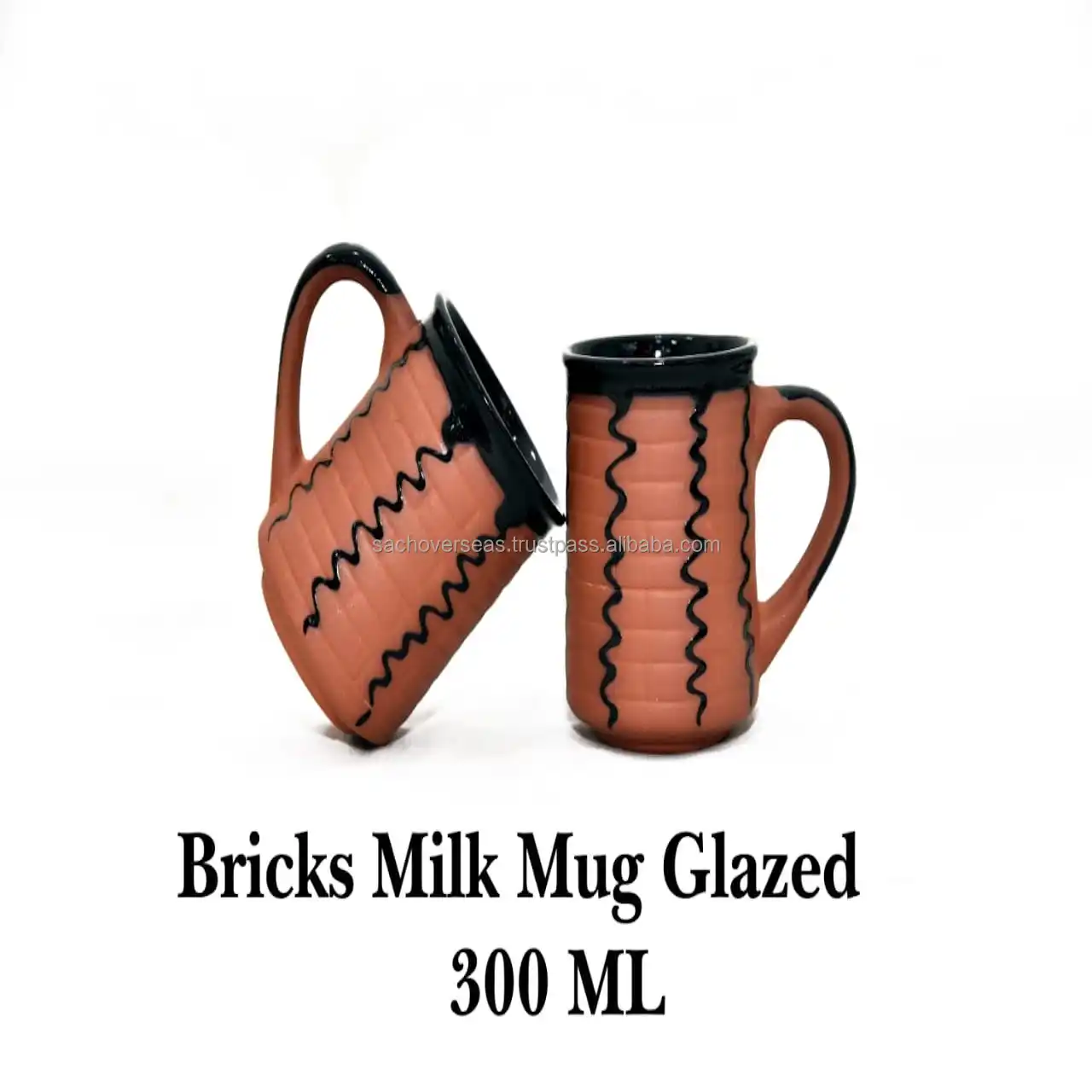 Hot Selling Indian Terracotta Glazed Clay Beer Mugs Set of 6 Pieces  250 Ml , Eco-Friendly Clay Glass