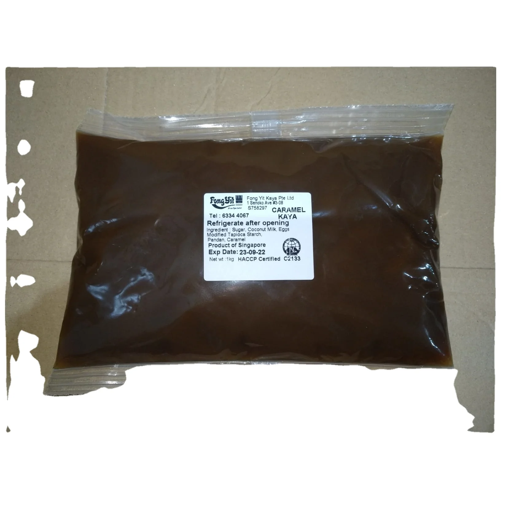 Wholesale FSSC 22000 Halal Certification No Preservatives Used Bakery 3kg Packet Bag Fong Yit Brown Caramel Coconut Jam Kaya