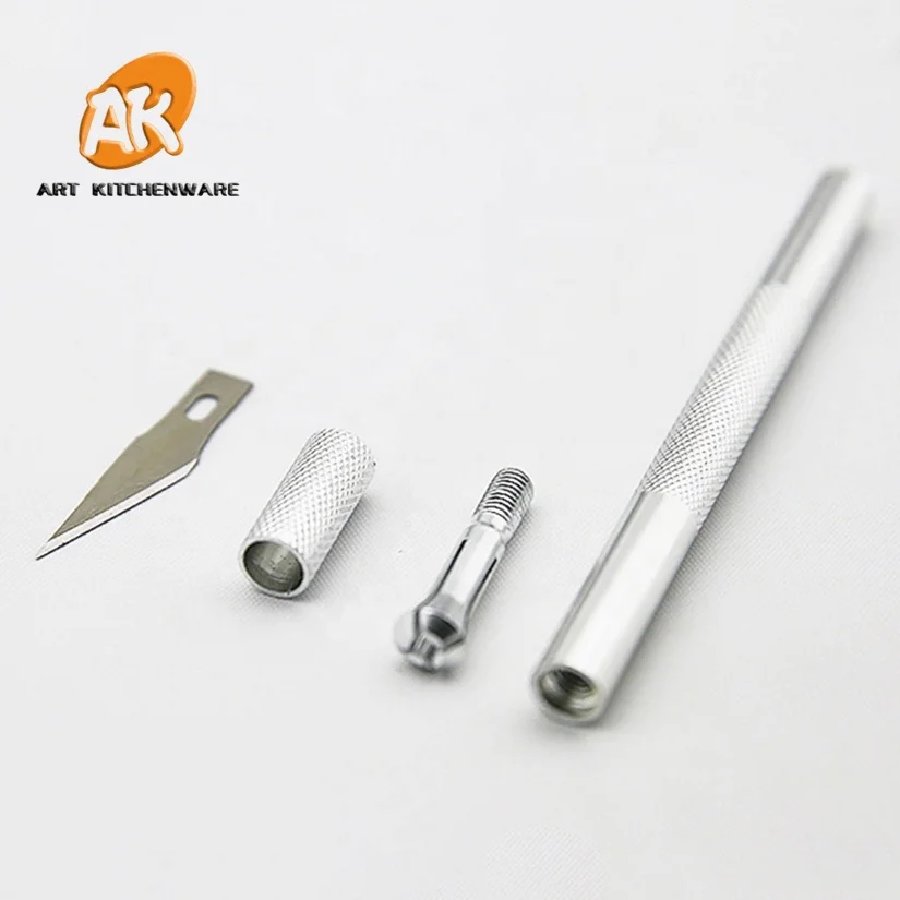 Алюминиевый резьбовой инструмент AK для выпечки и 5 шт. лезвий нож фруктов помадки украшения торта резьбы