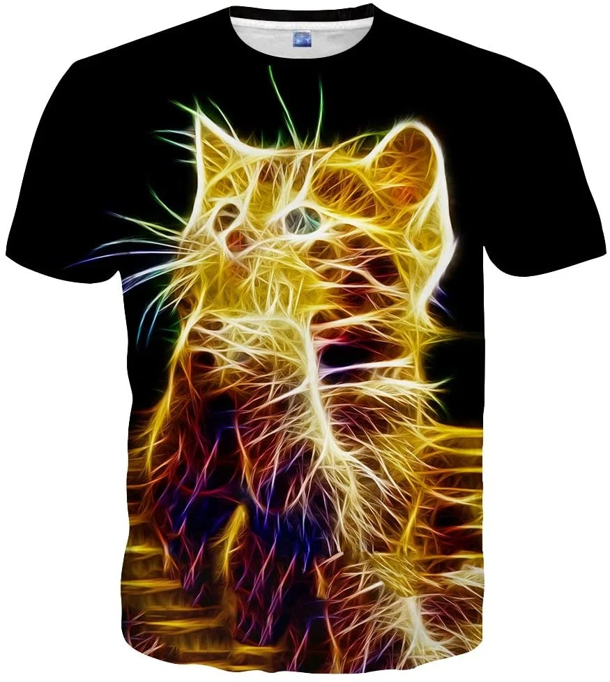 Amazing Animal 3D Print Shirts Colorful Space Graphic Tees for Men Women Teens Solid Color Cotton T Shirt Polyester / Cotton