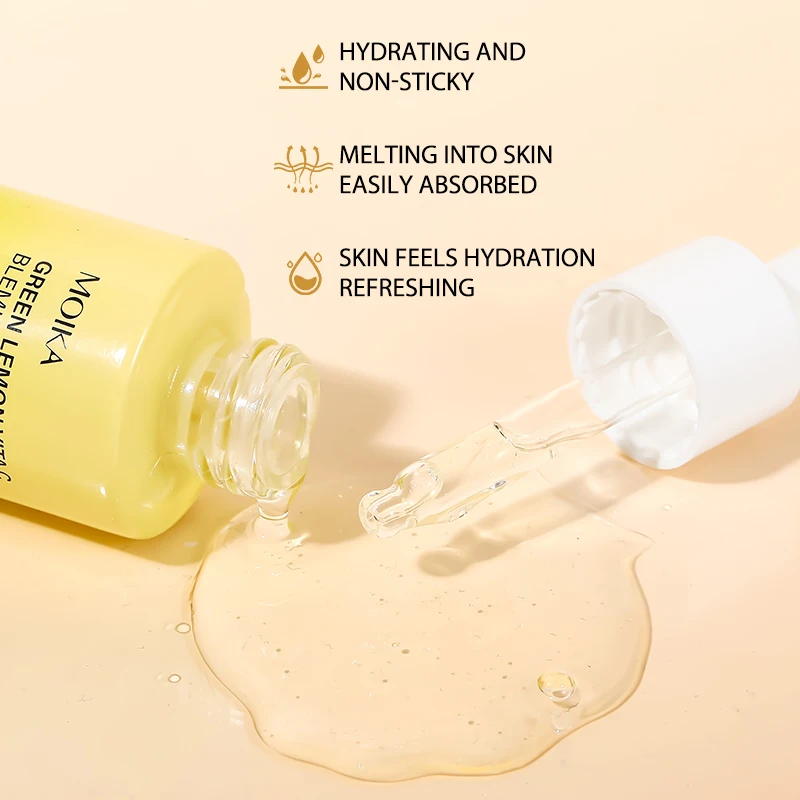 MOIKA Organic Facial Serum 30ml Natural VC Serum Whitening and Moisturizing with Hyaluronic Acid Vitamin for Aging