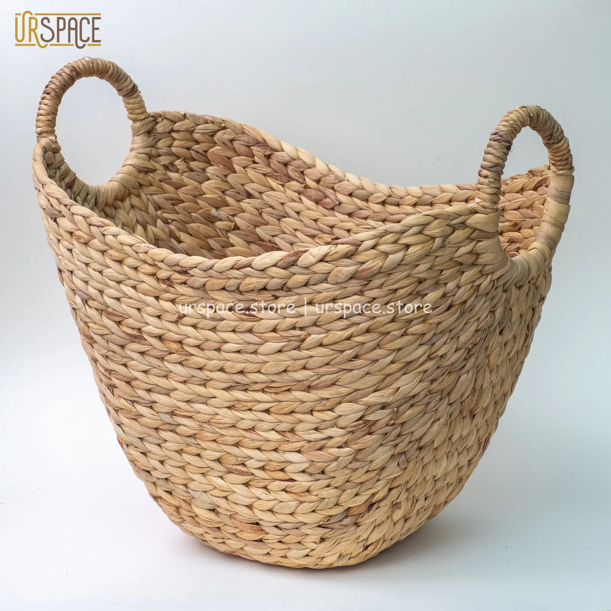 Package standard export sample support woven baskets Hand-Woven Water Hyacinth Storage Basket With Handle from Vietnam