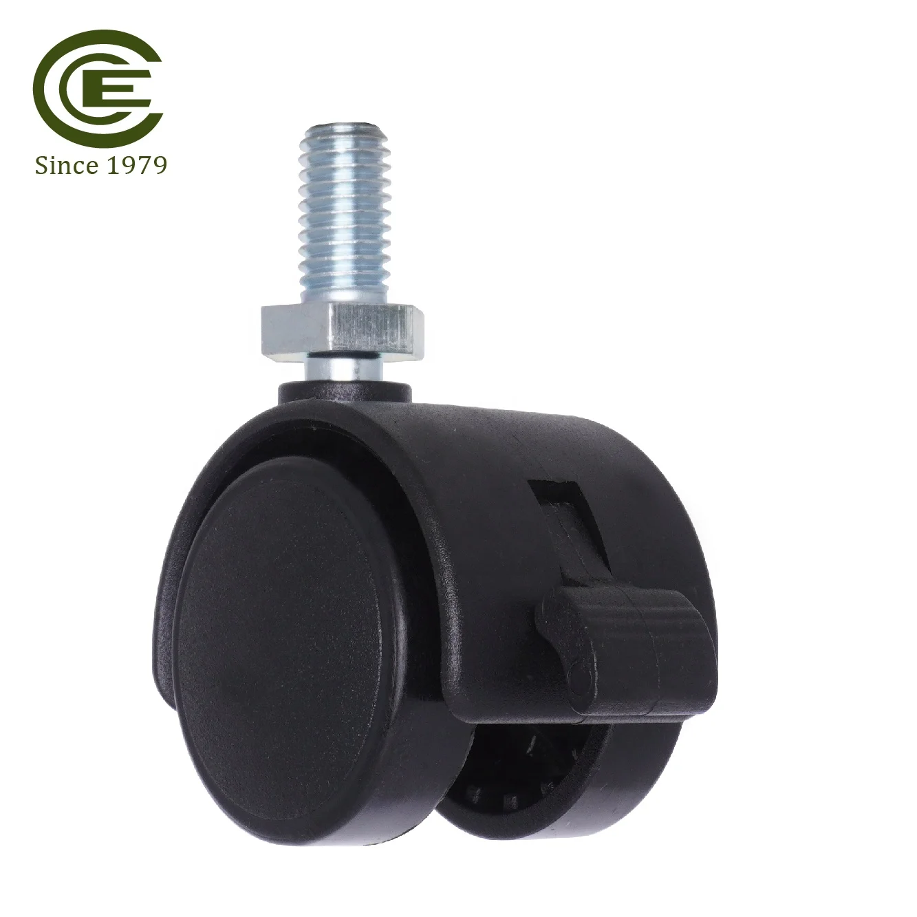 Furniture Plastic Twin Caster Nylon M8 30mm Wheels With Brake