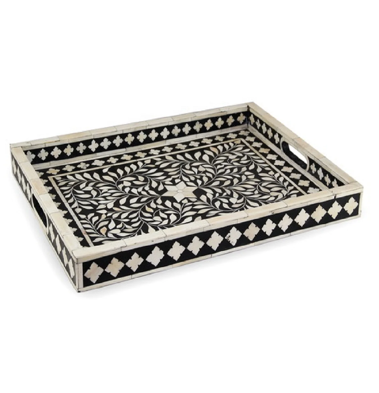 Leather Cover Rectangular Serving Tray For Dining Table Decoration Attractive Designed Premium Pure Serving Tray