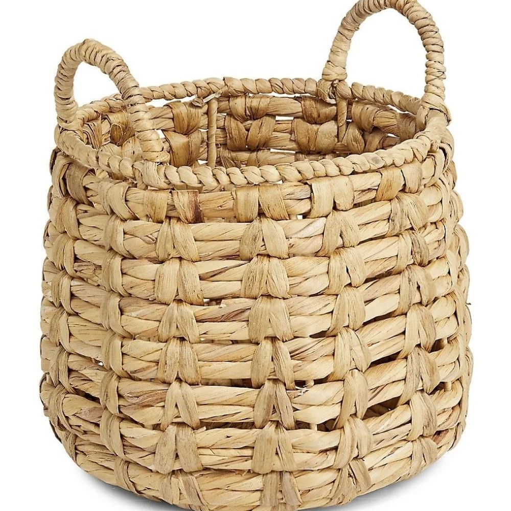Best Seller Large Handwoven Water Hyacinth Storage Basket High Quality Handles Sustainable Home Laundry Clothes Basket Handmade
