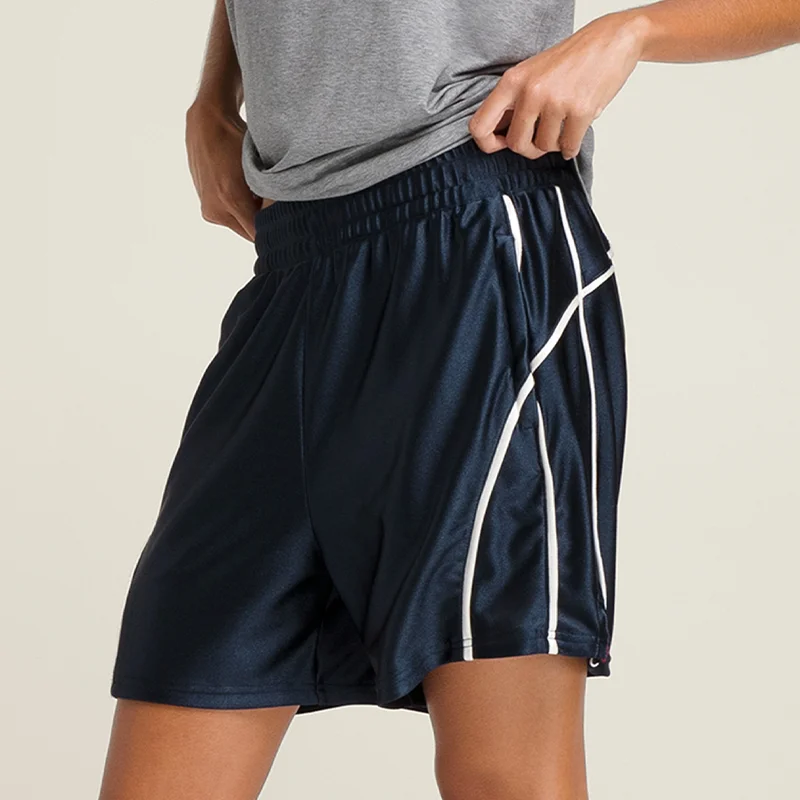 Custom Design logo Loose Fit Training Mid Rise Waist Elastic Band With Pockets Contrast Piping Basketball Shorts For Women