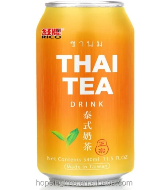 Готовый к употреблению низкий уровень сахара, можно пить безалкогольный напиток, Тайский чай 340 мл