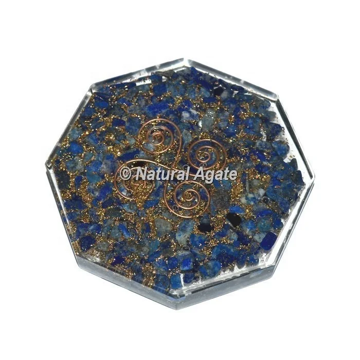 Top Selling Spiritual Lapis lazuli Orgone Coaster Crystal Crafts Natural Stones Reiki Orgonite Kitchen Table Tea Cup Coaster