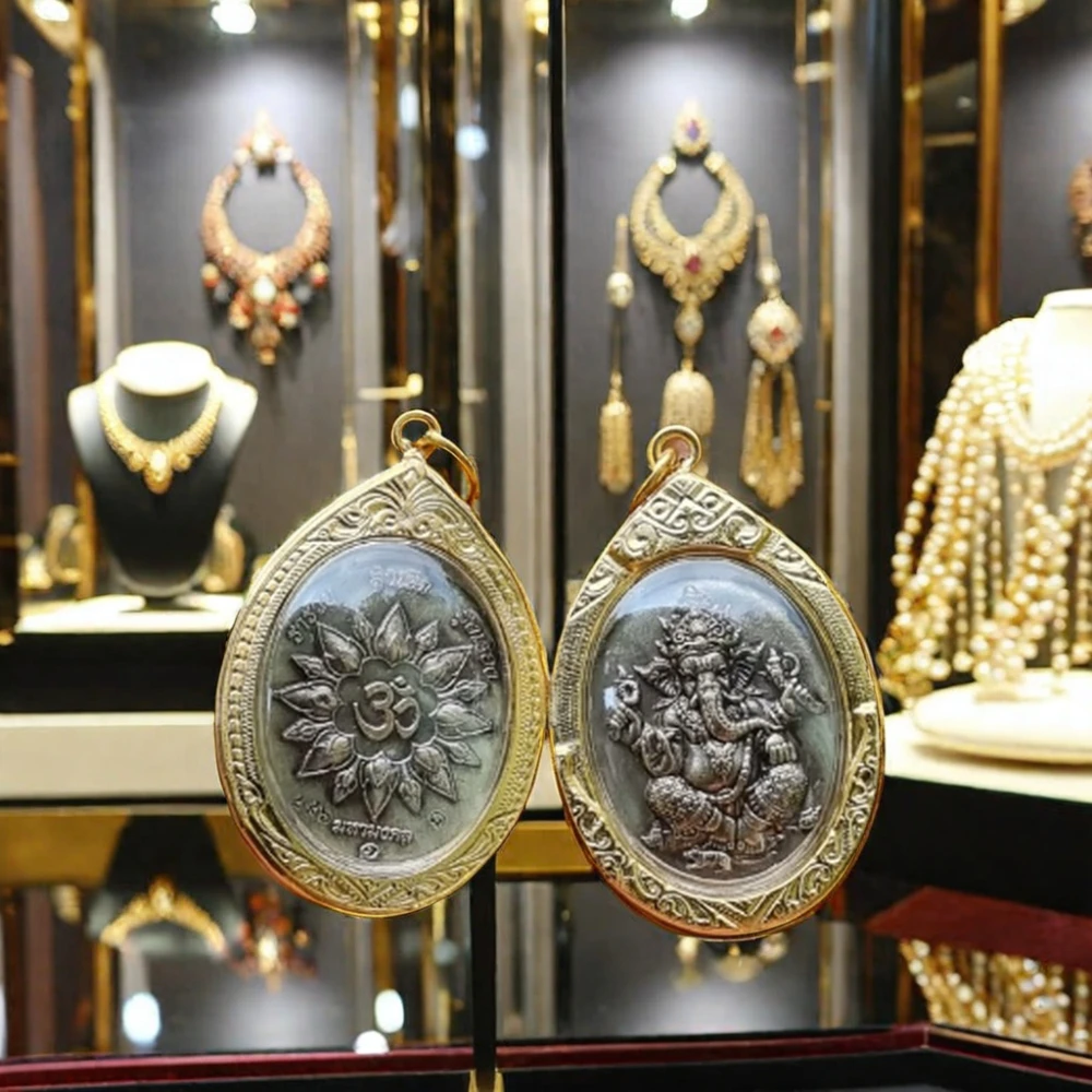 Thai amulet for wealth Ganesha coin, Wat Khaek