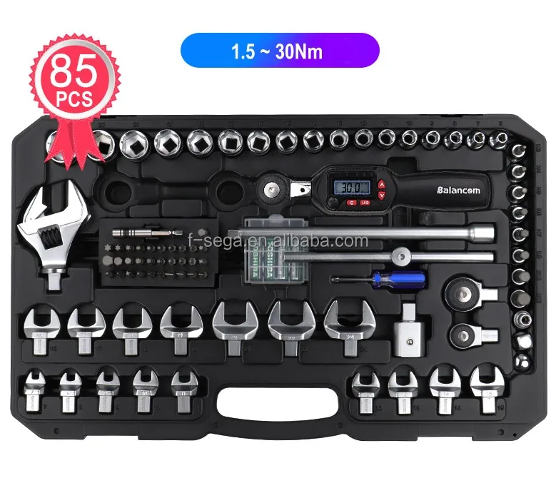 85 PCS, 9 x 12 MM Driver Interchangeable Digital Precision Torque Wrench Tool