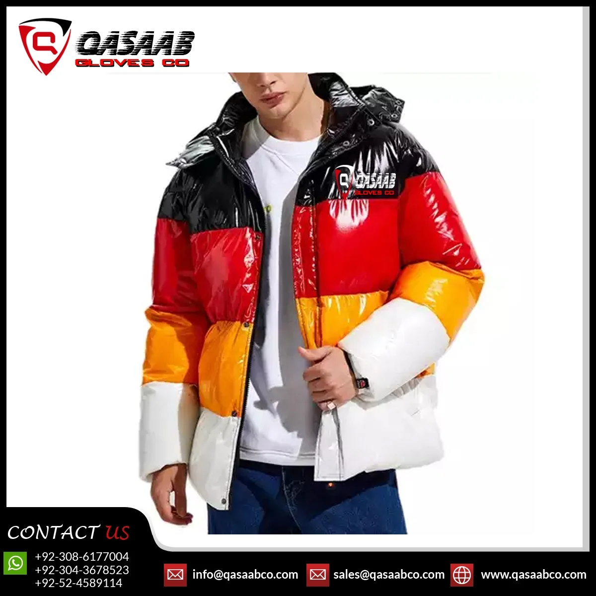 Fashion Winter Bumper Jackets Men Hooded Long-Zippers Patchwork Casual Shinning-clothing Puffer Coat Jackets