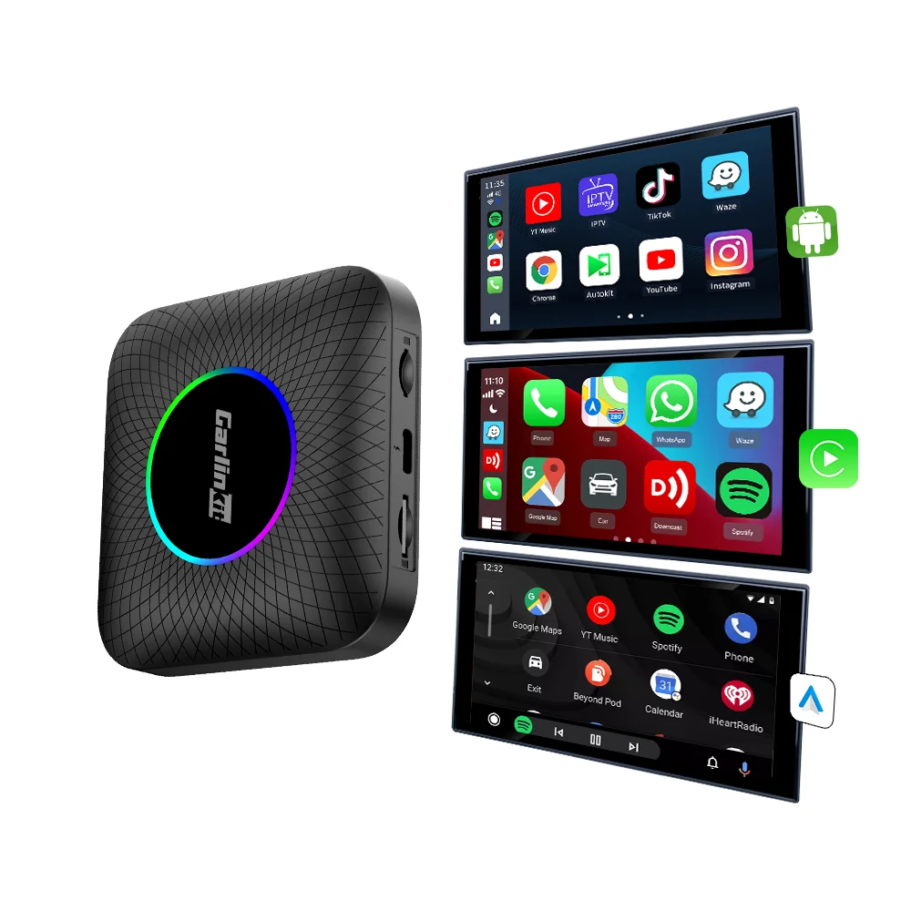 CarlinKit Tbox ambient Android 13 AI Box Supports Wireless Android Auto Wireless CarPlay 8GB 128GB Ai Box for apple