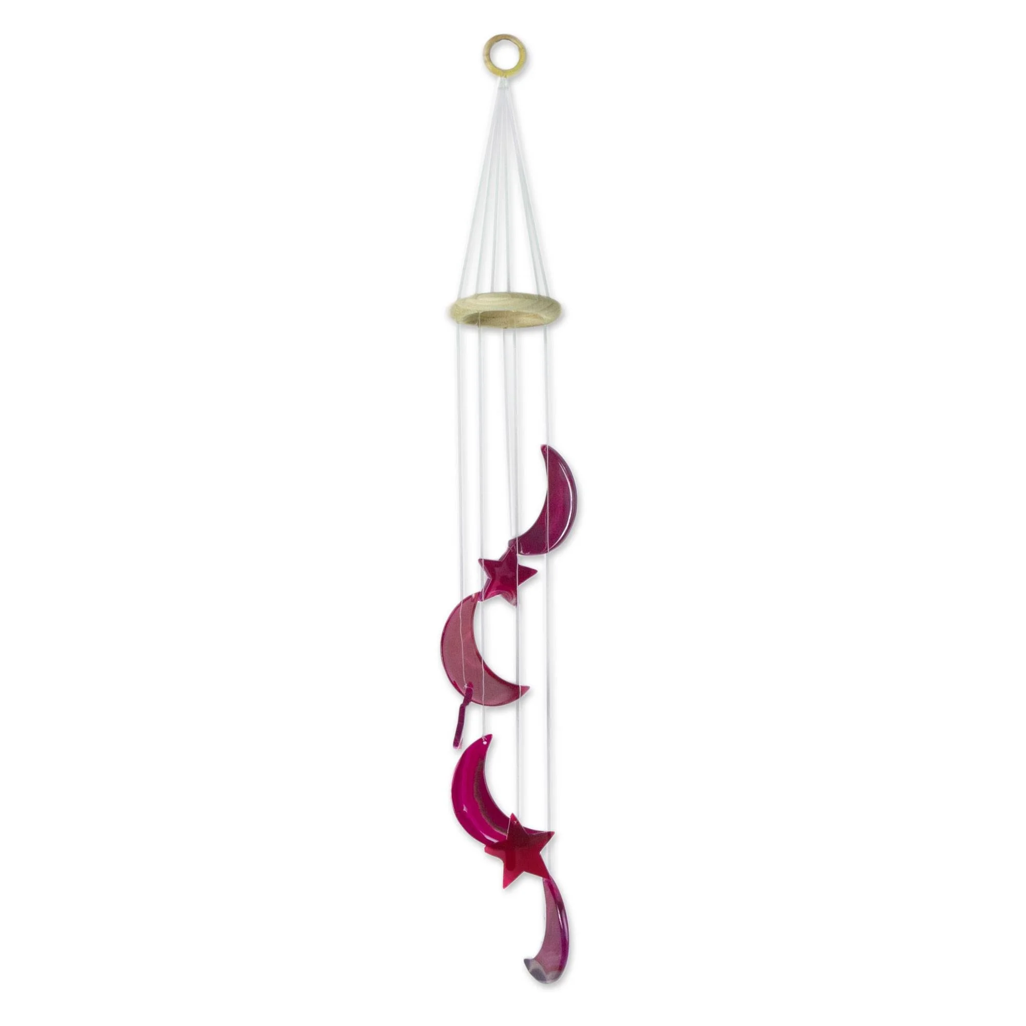 Christmas wind chime Dark pink agate Slices Geode Agate half moon star wind chime colorful natural agate slices for home