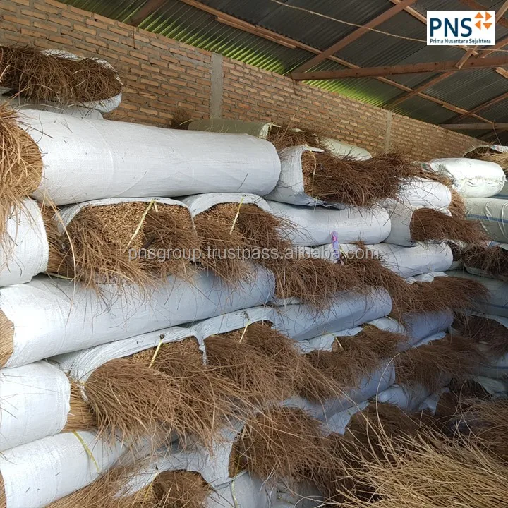 natural palm broom stick with strong bristles biodegradable sweeper for patios and yards from North Sumatra Indonesia