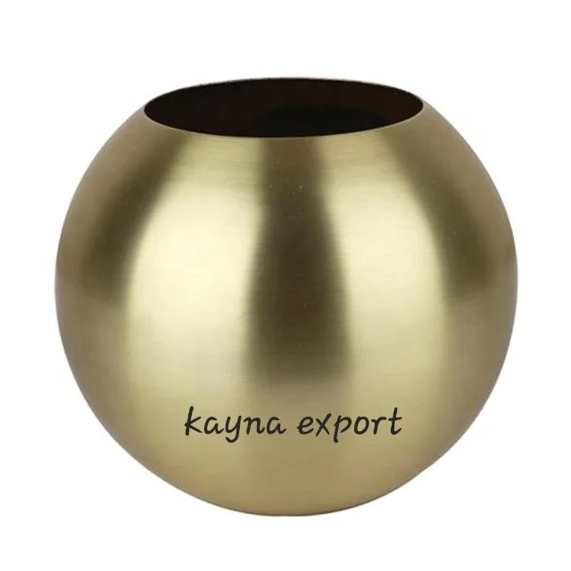 ROUND METAL GOLD FLOWER VASE MOST SELLING METAL FLOWER POT FOR GARDEN AT CHEAP WHOLESALE PRICE IN BULK CUSTOM FACTORY MADE